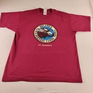 Beland's Wilderness Canoe Trip Single Stitch Red T Shirt USA XL Vtg TWO Holes